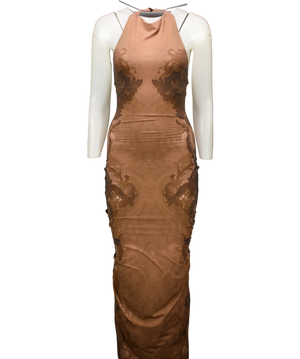 MURCI Brown Allure Halterneck Print Maxi Dress UK 10