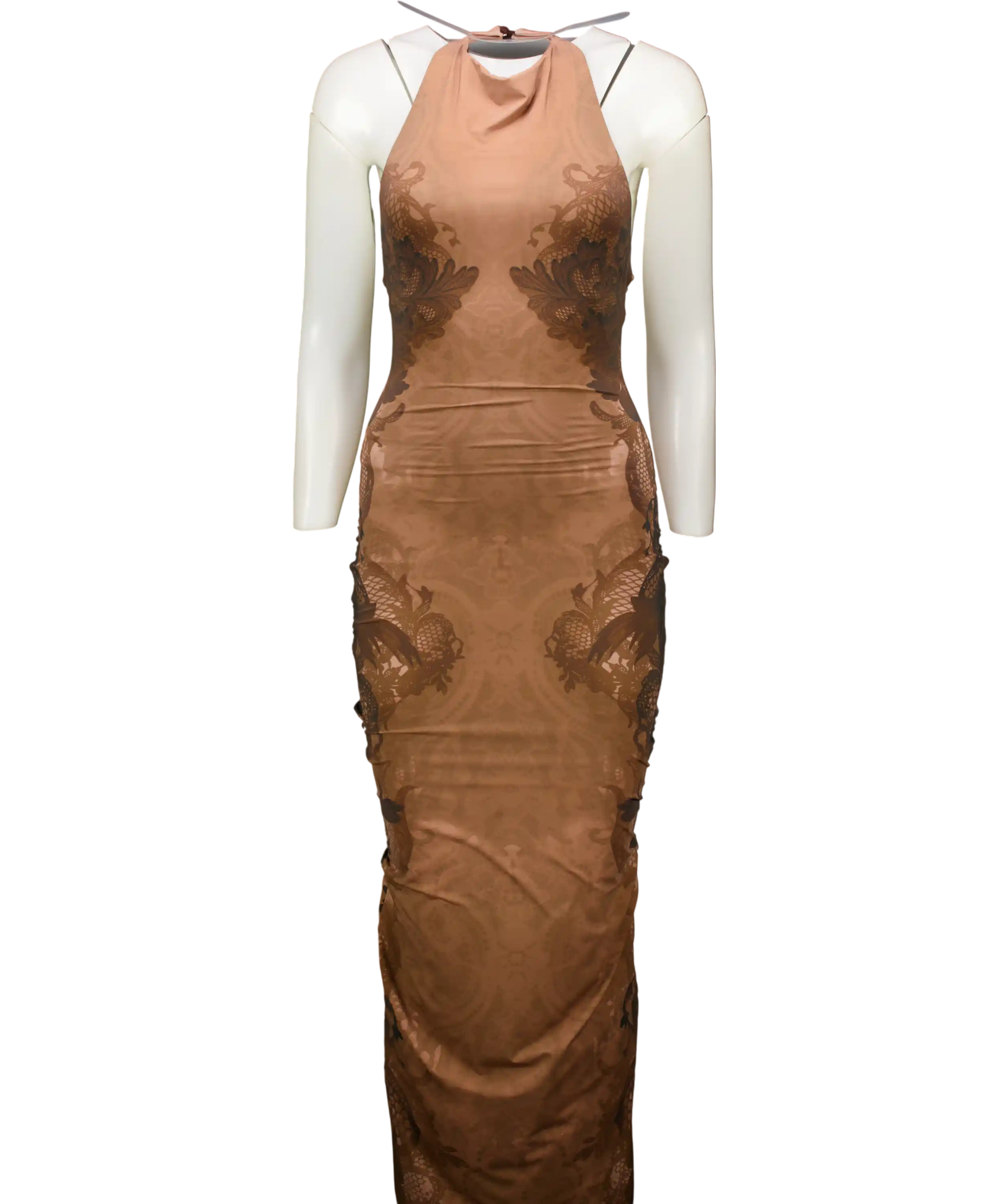 MURCI Brown Allure Halterneck Print Maxi Dress UK 10