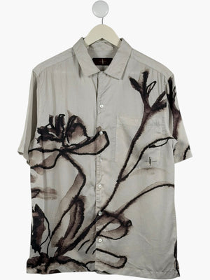 LEWIS JAMES Beige Poppy Floral Printed Tencel Shirt UK M