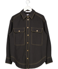 WAREHOUSE Black Contrast Stitch Oversize Shirt UK 10