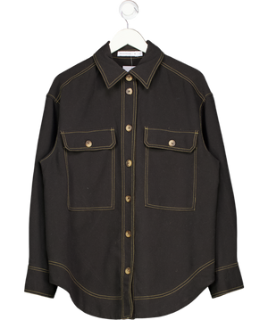 WAREHOUSE Black Contrast Stitch Oversize Shirt UK 10