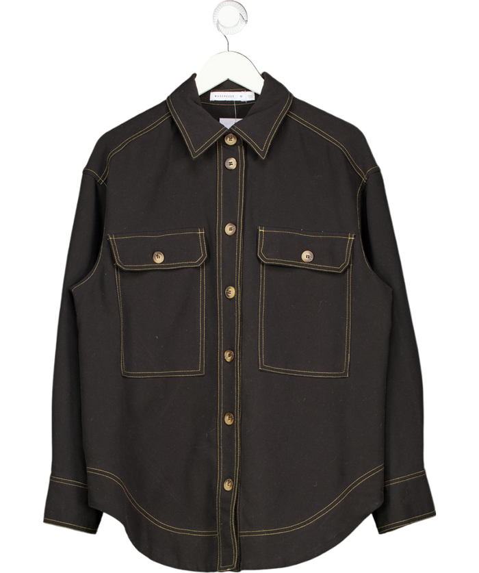 WAREHOUSE Black Contrast Stitch Oversize Shirt UK 10