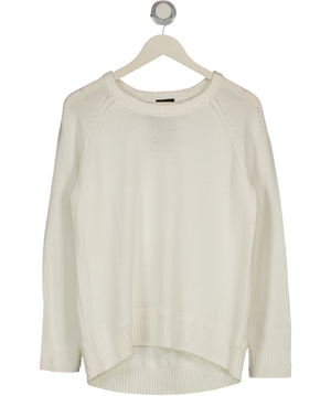 TALBOTS White Cotton Blend Crew Neck Jumper UK M