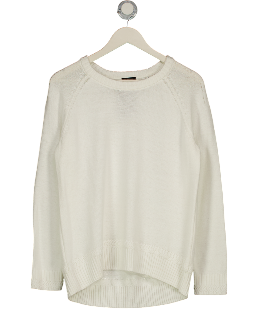 TALBOTS White Cotton Blend Crew Neck Jumper UK M