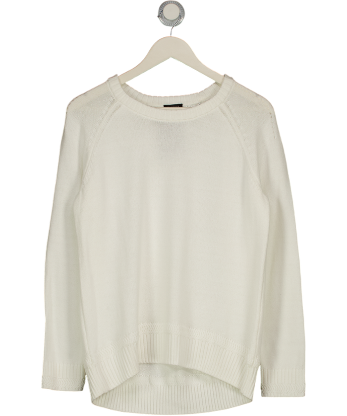 TALBOTS White Cotton Blend Crew Neck Jumper UK M