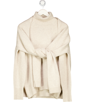 SAISON Oat Beige Celine Wool Sweater + Shawl Set One Size