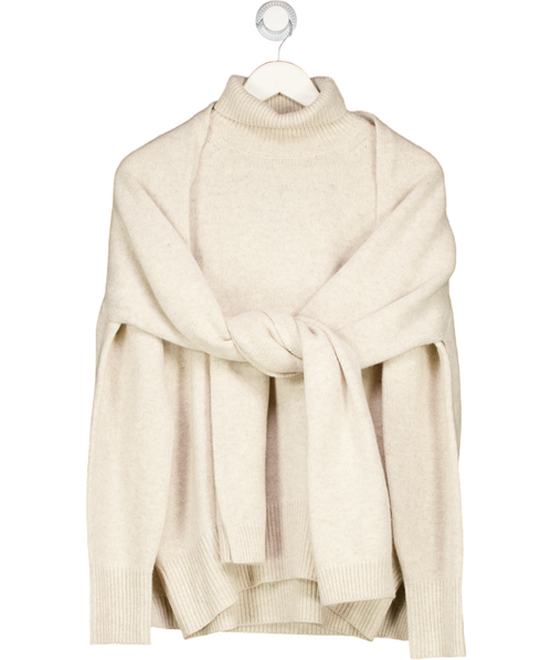 SAISON Oat Beige Celine Wool Sweater + Shawl Set One Size