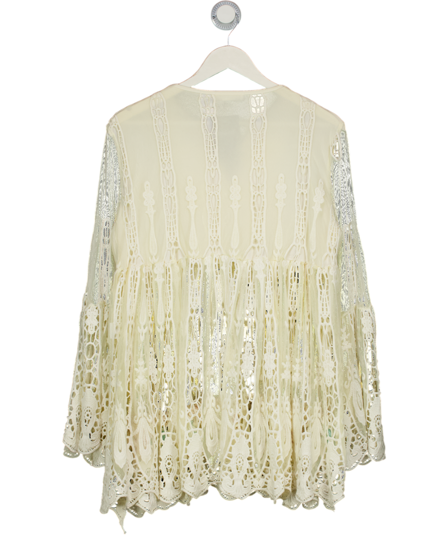 Laurie & Joe Cream Beaded Shell Embellished Beach Dress / Top One Size