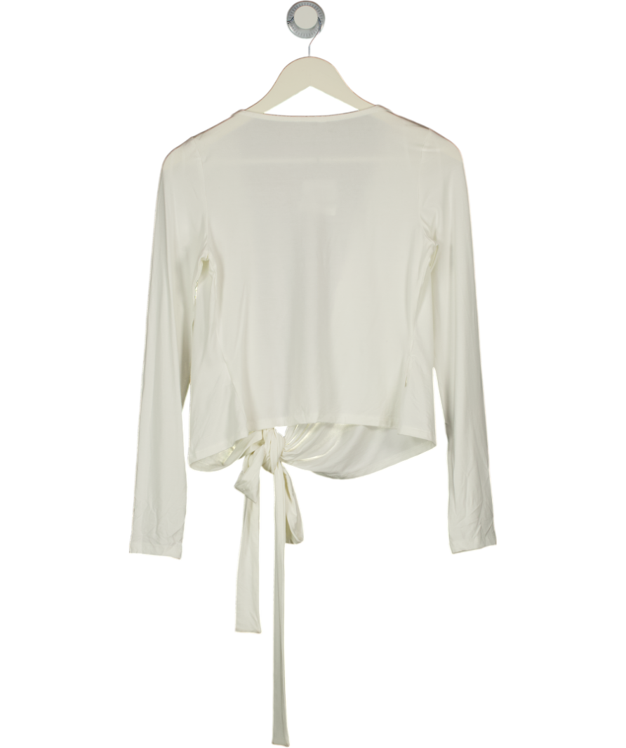 White Fox White Staying Cute Long Sleeve Wrap Top Cream UK M/L