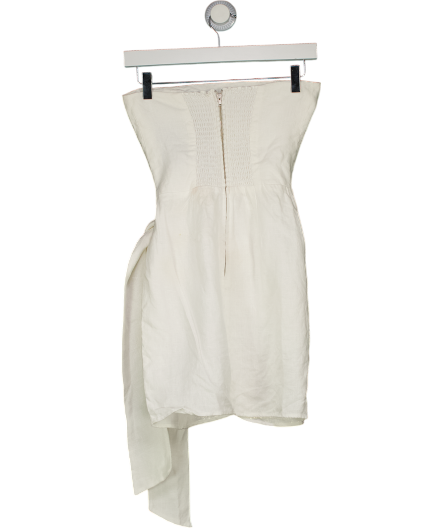 REFORMATION White Linen Strapless Wrap Front Mini Dress Sz0 UK 4