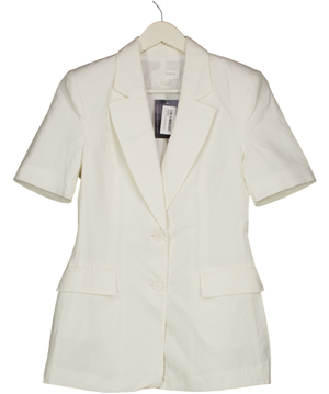 ZARA White Fitted Linen Blend Blazer UK S