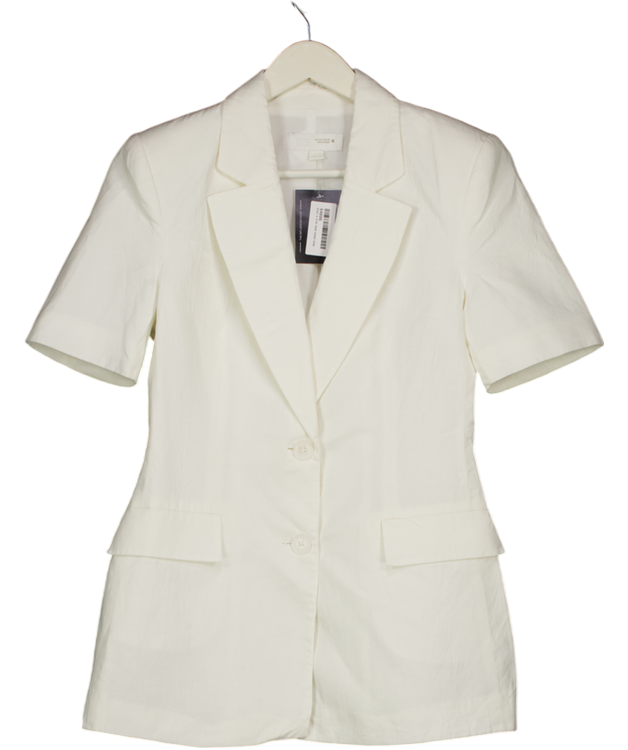 ZARA White Fitted Linen Blend Blazer UK S