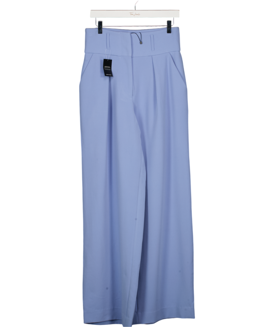 Karen Millen Cornflower Blue Pleated Wide Leg Trousers UK 10