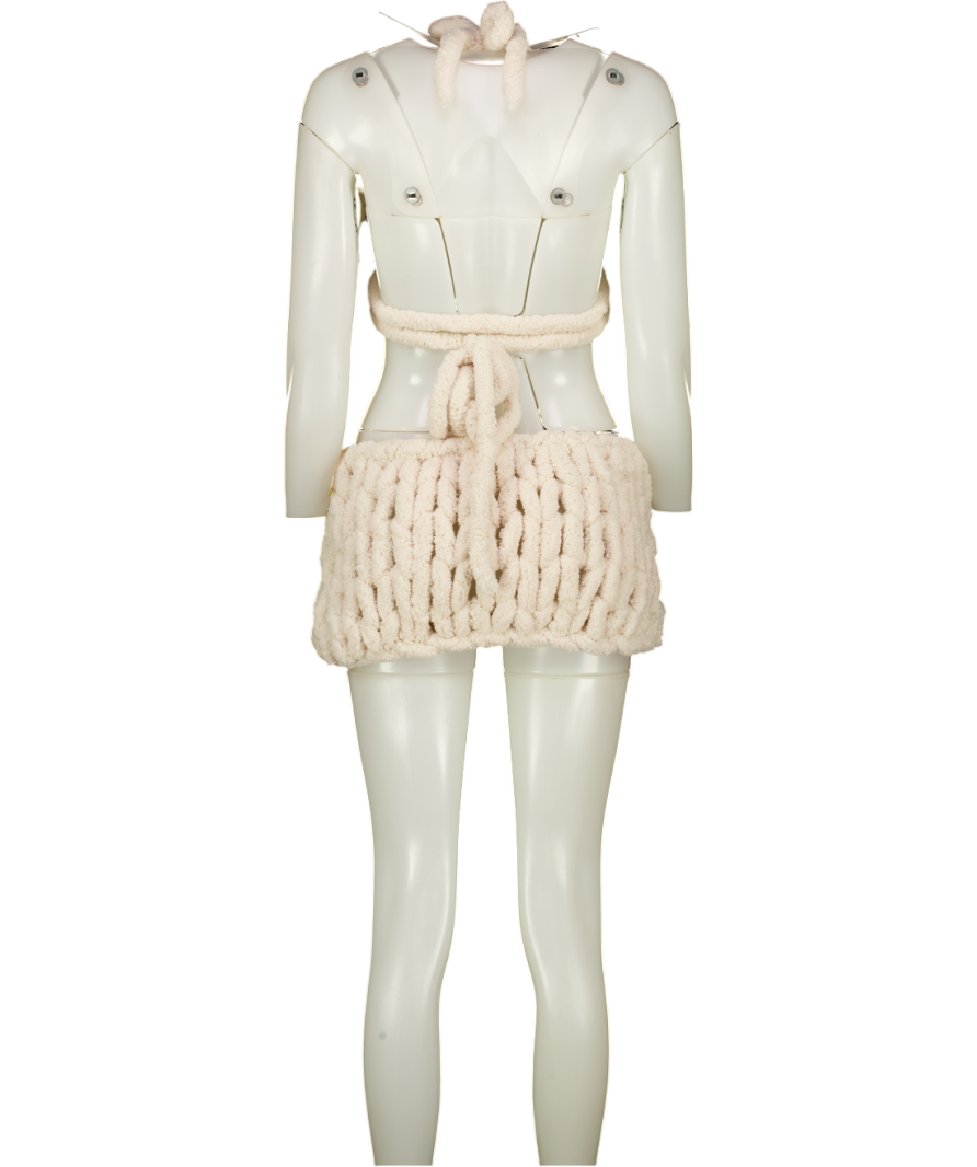 FRAYE THE LABEL Cream 2-piece Knit Mini Skirt And Bra Top UK S