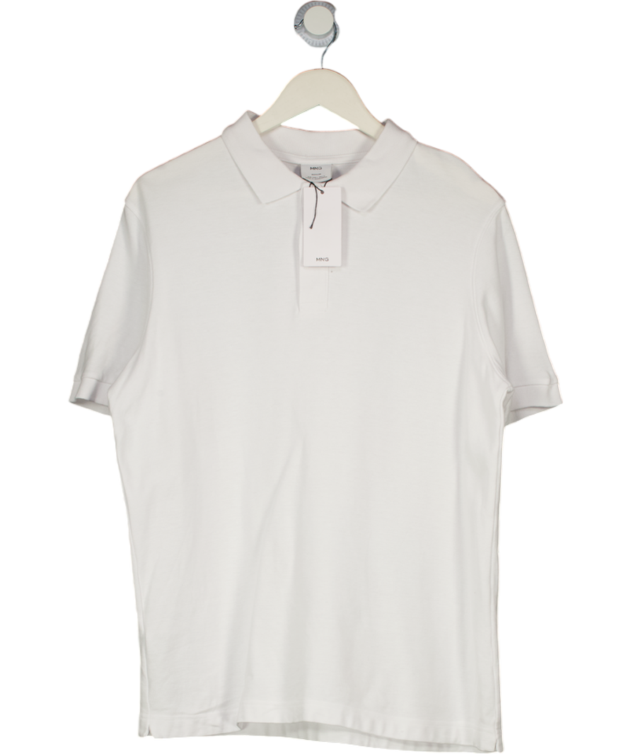 MANGO White Cotton Pique Polo Shirt UK L