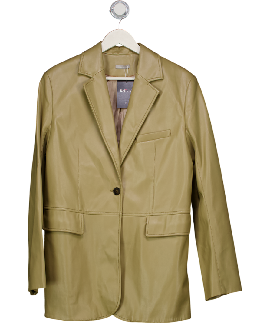 12 Storeez Beige Matte Faux-leather Oversized Blazer UK S