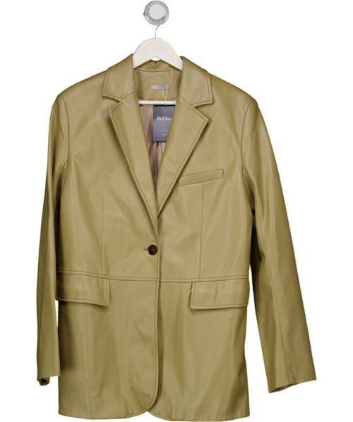 12 Storeez Beige Matte Faux-leather Oversized Blazer UK S