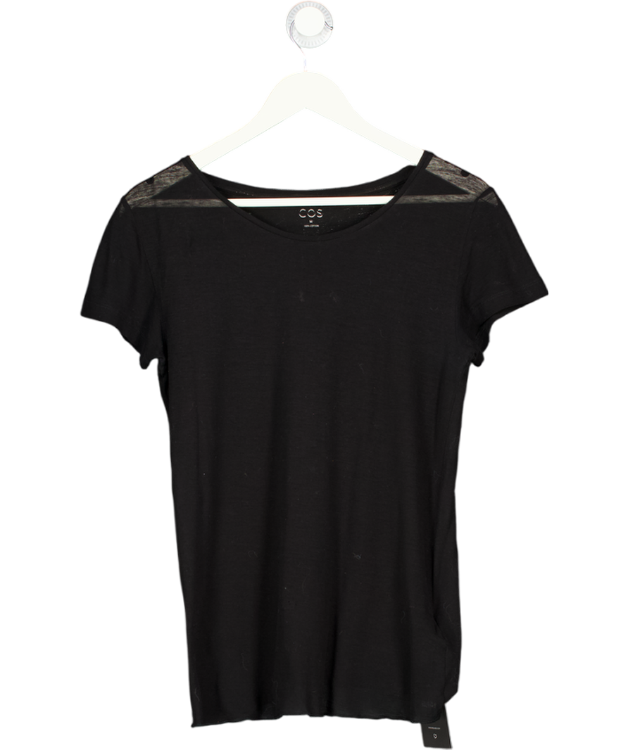 cos Black Sheer Scoop Neck T-shirt UK M