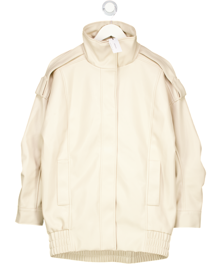 Karen Millen Beige Faux Leather Relaxed Cocoon Jacket UK 6
