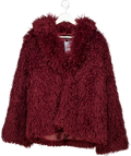 Ego Burgundy Red Faux Fur Shaggy Jacket UK 10