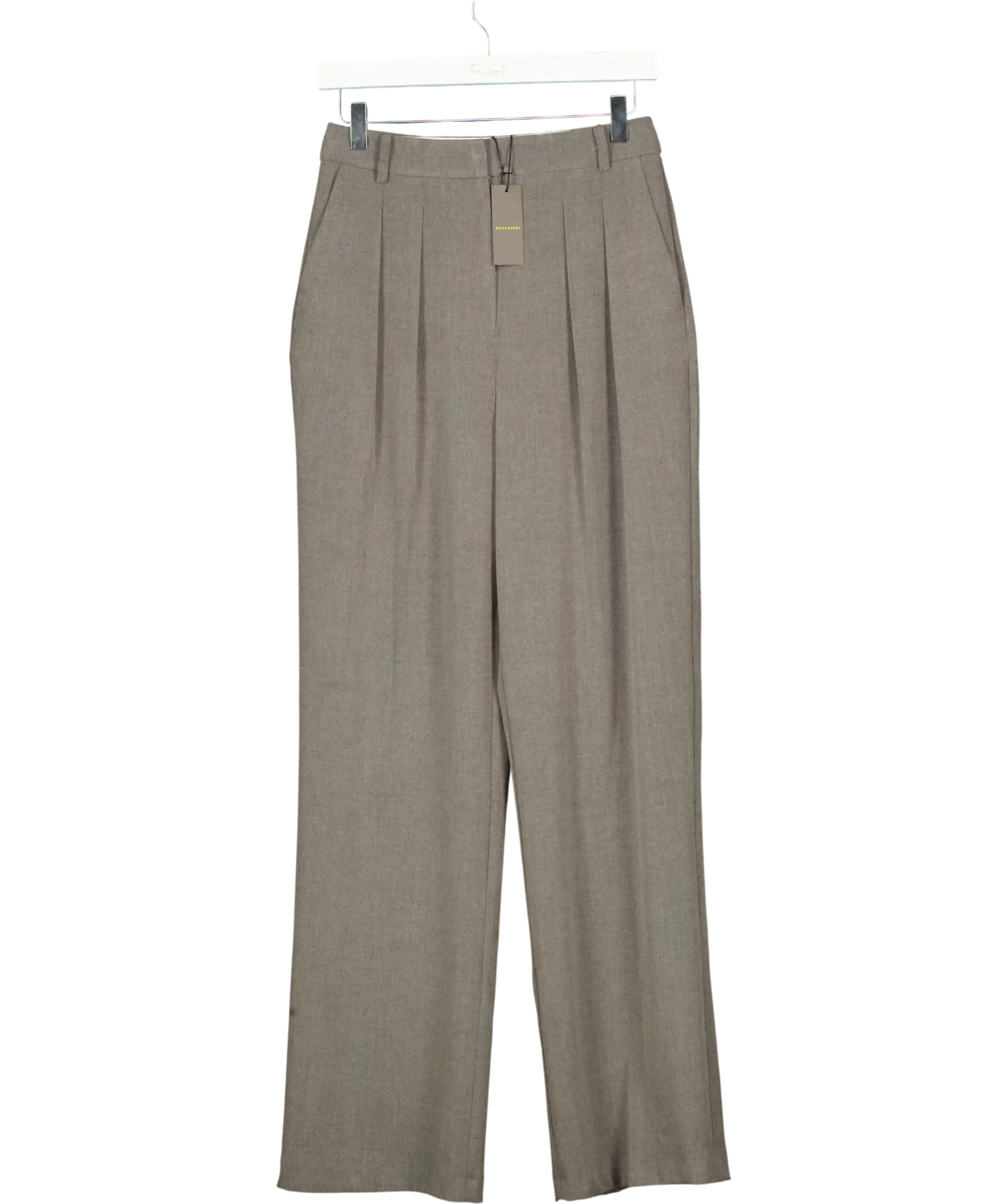 Warehouse Grey Essential Pleat Front Slim Wide Leg Trouser One Size