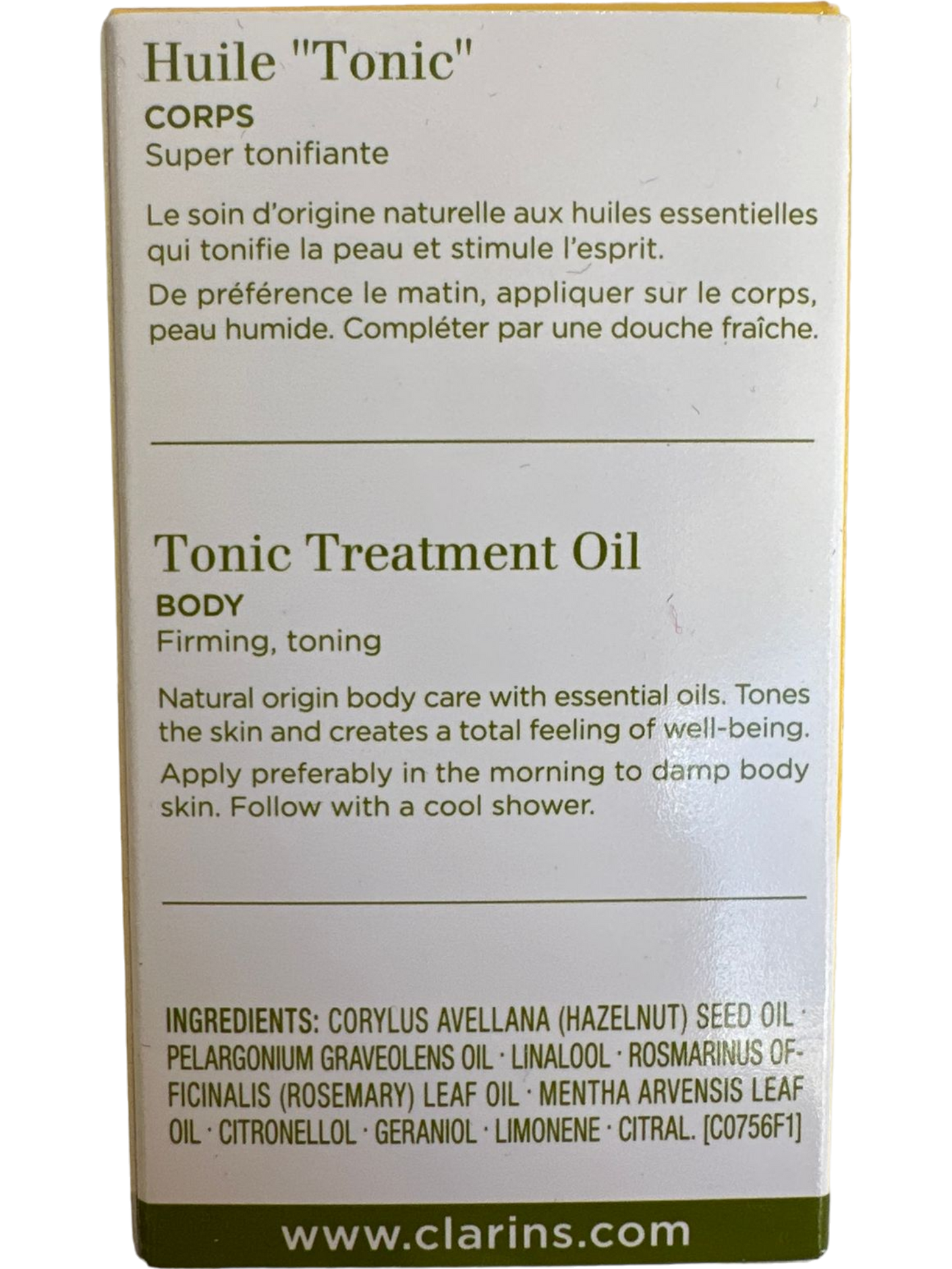 Clarins Tonic Body Treatment Oil Firming Toning 1oz