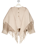 MAJE Cream Fringed Cropped Wool-blend Coat Fr36 UK 8
