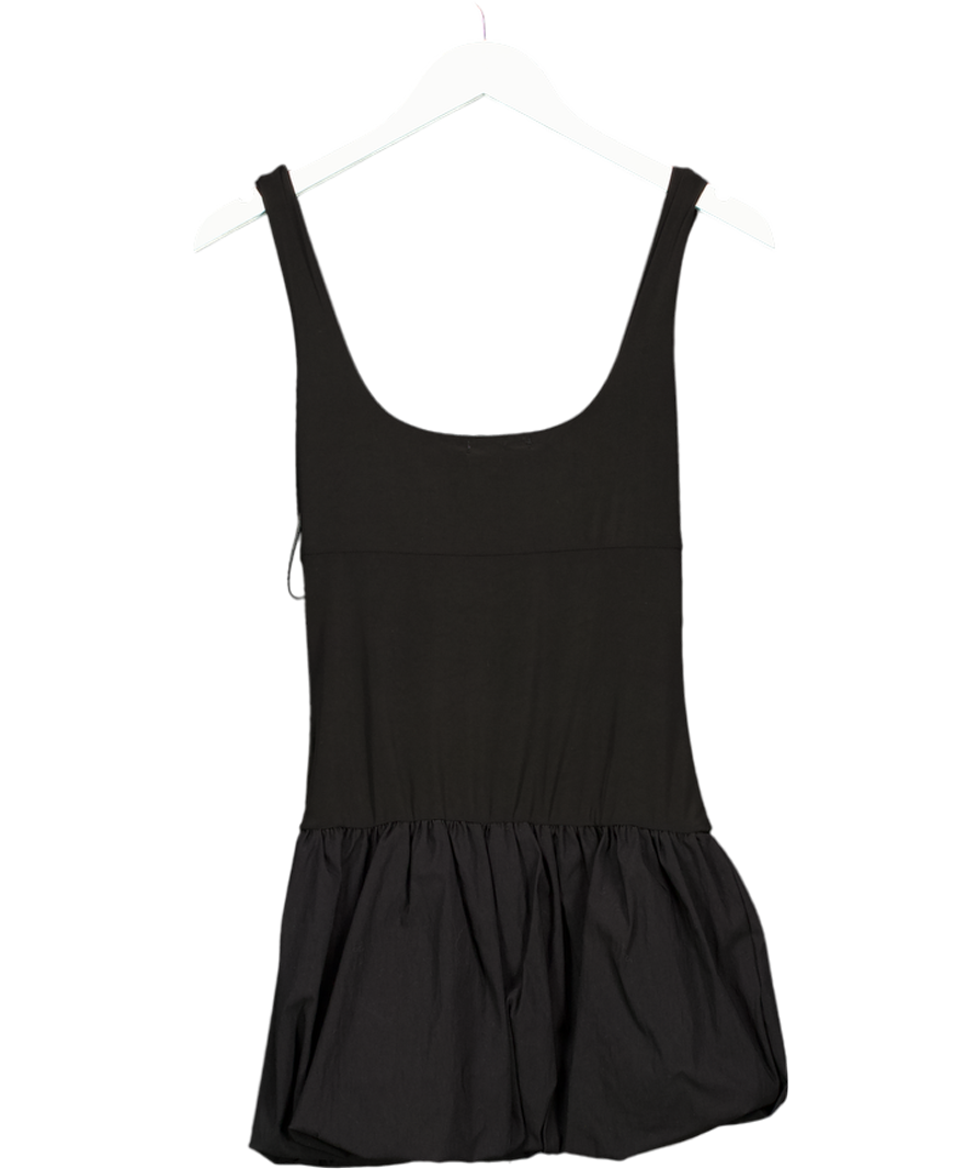 Stylewise Black Square Neck Puffed Hem Mini Balloon Dress UK 10