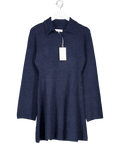 NA-KD Navy Blue Knitted Flare Mini Dress UK S