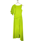 KAREN MILLEN Lime Green Viscose Satin Drape Midi Dress UK 6