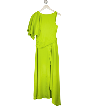 KAREN MILLEN Lime Green Viscose Satin Drape Midi Dress UK 6