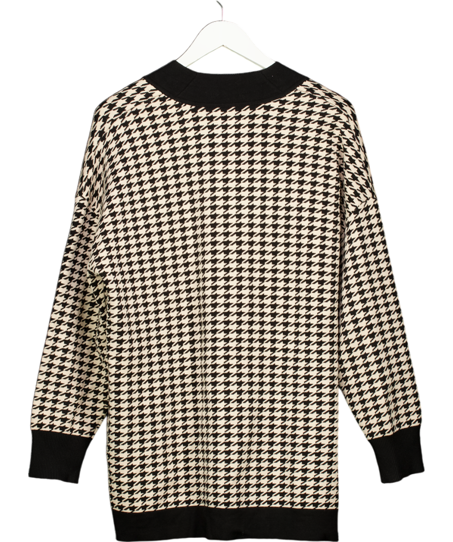 SANDRO Black Long Oversize Houndstooth Cardigan Sz3 UK 12