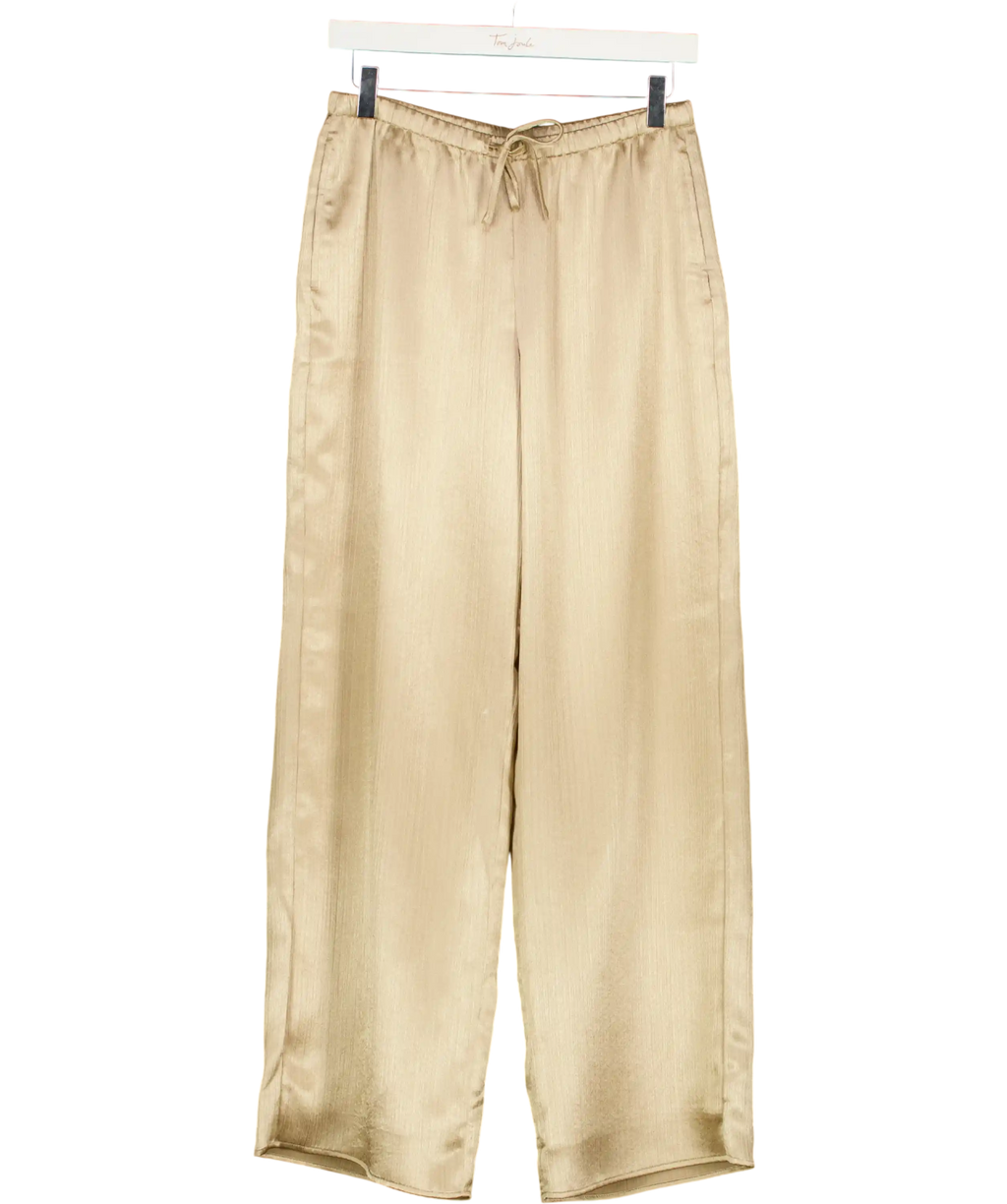 Abercrombie & Fitch Beige Textured Satin Wide Leg Trousers UK XS