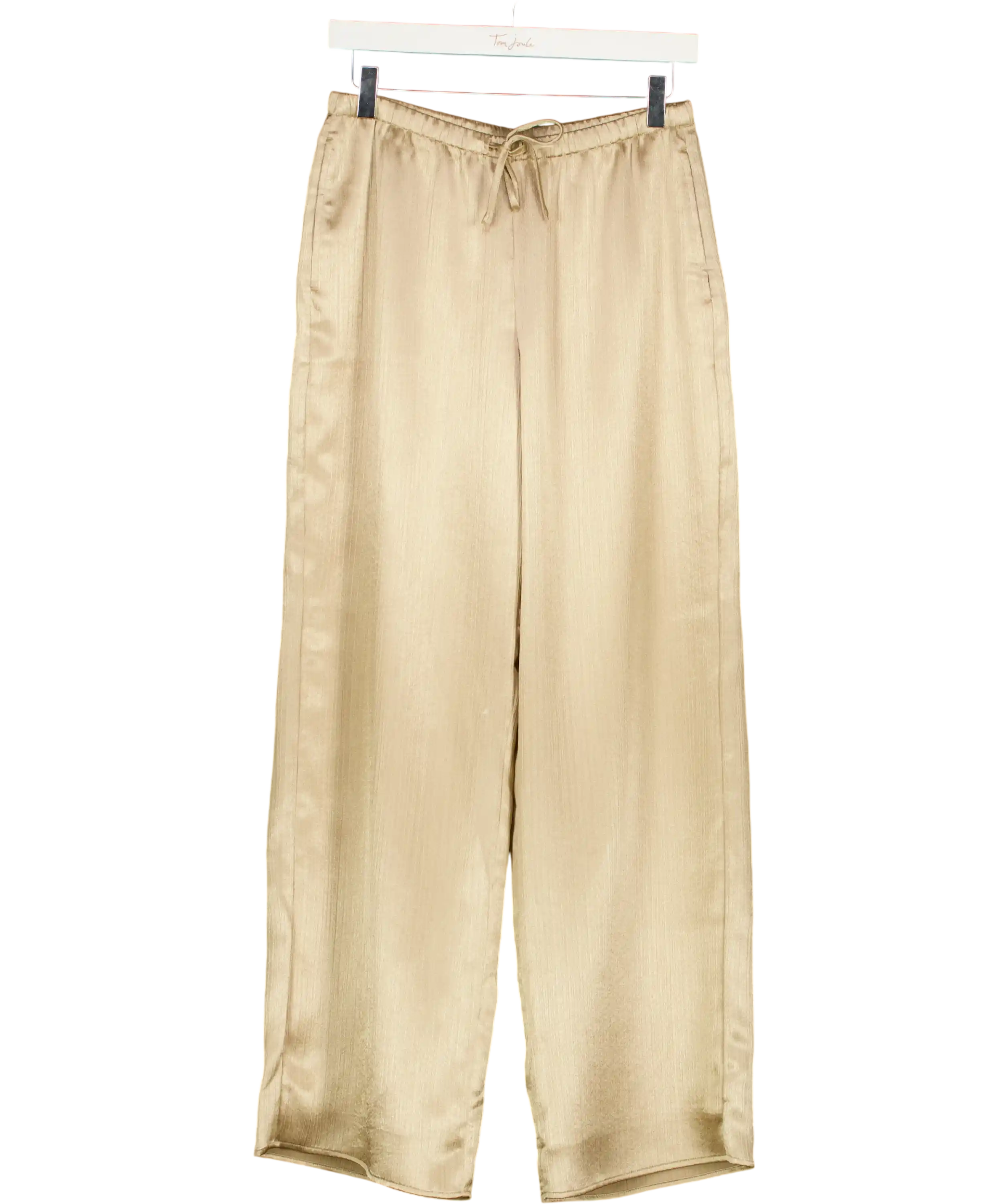 Abercrombie & Fitch Beige Textured Satin Wide Leg Trousers UK XS