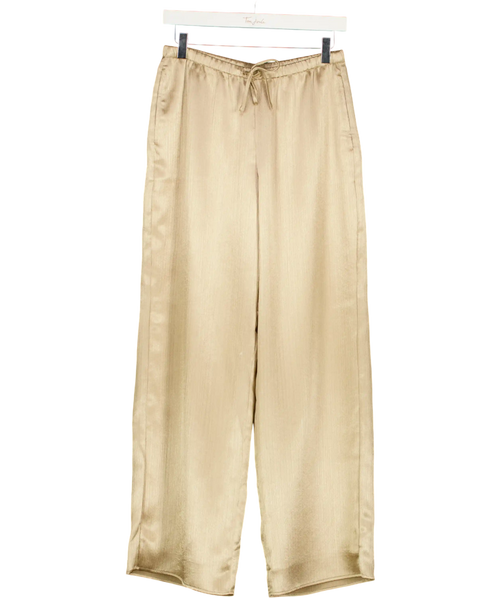 Abercrombie & Fitch Beige Textured Satin Wide Leg Trousers UK XS