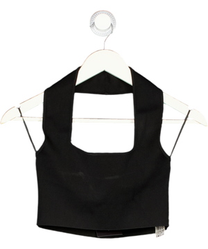 ZARA Black Square Neck Halterneck Crop Top UK S