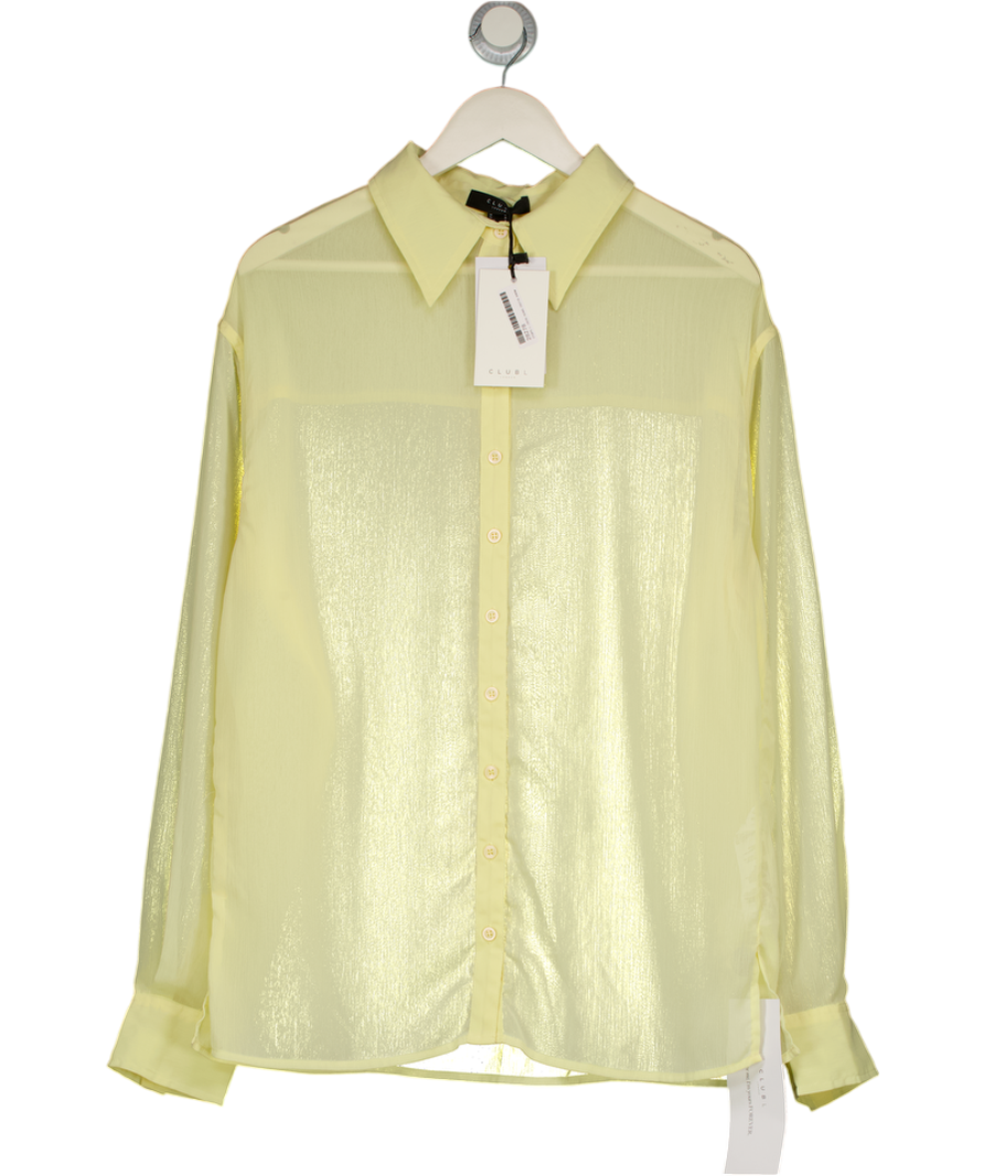CLUB L LONDON Yellow Zinna Lemon Plunge-neck Shirt UK 10