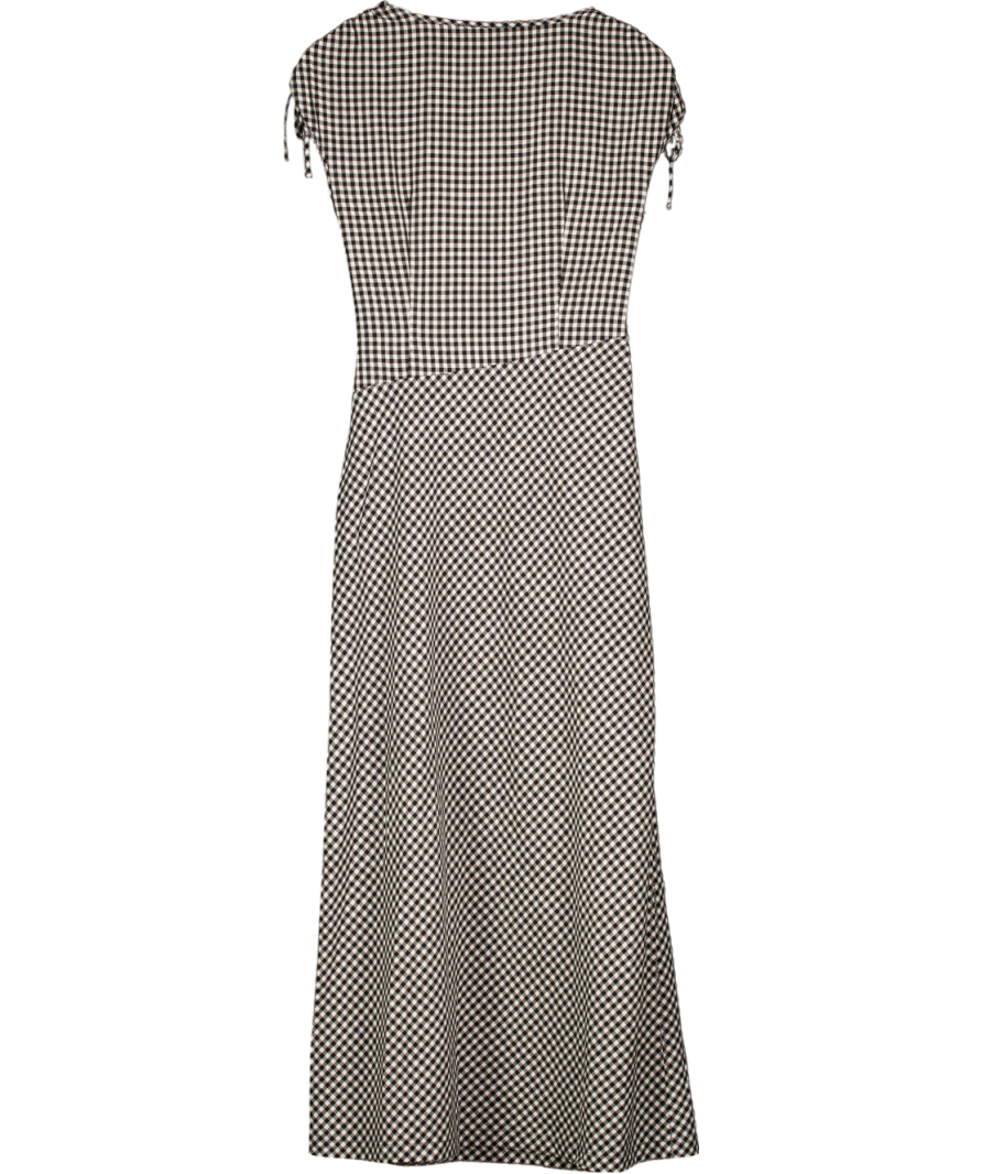 THREADBARE Sleeveless Woven Gingham Dress With Ruched Detail In Black & White UK 8