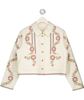 Sezane Cream X Lucia Vergara  Liah Quilted Jacket Ecru With Jazmin Embroidery UK 14