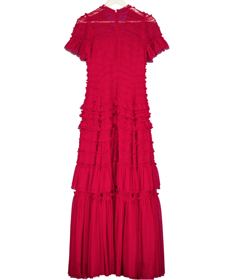 NEEDLE & THREAD Red Valentine Tulle Ruffle Gown UK 10