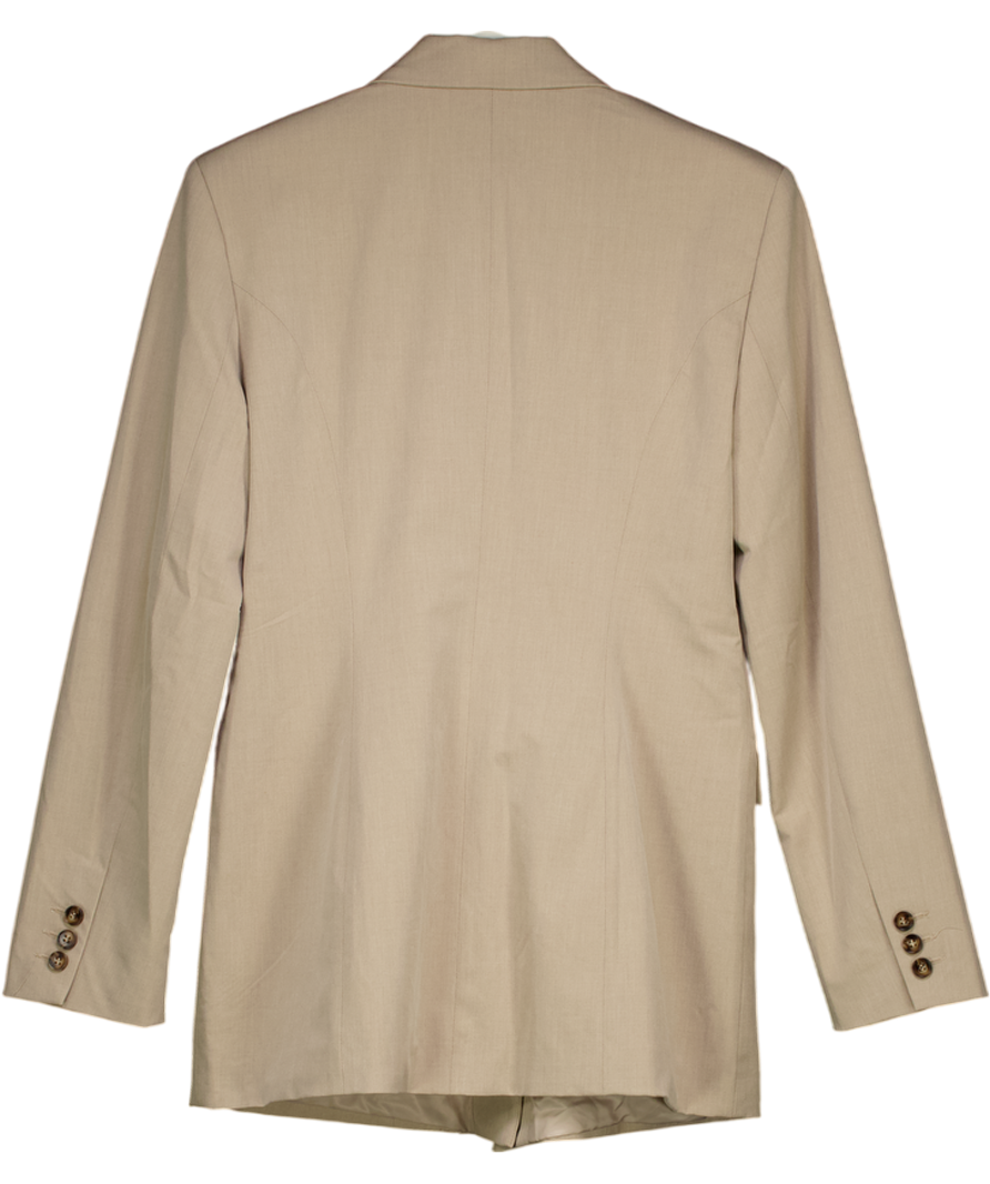 NA-KD Sand Beige Fitted Overlap Blazer Eu38 UK 10