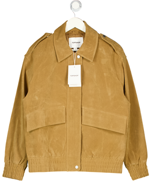 TOPSHOP Tan Brown Faux Suede Bomber Jacket UK S