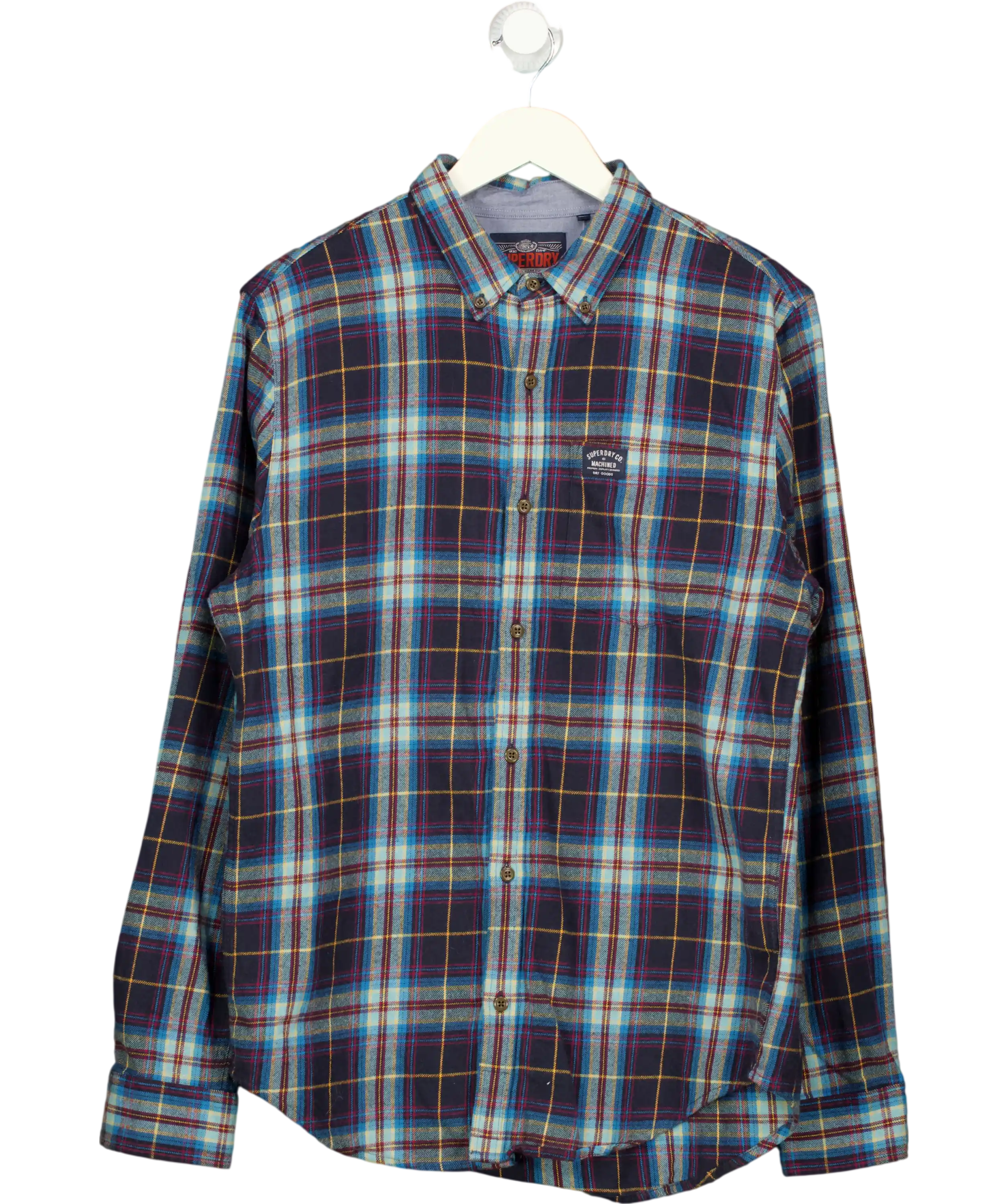 Superdry Blue Checked Flannel Shirt UK L