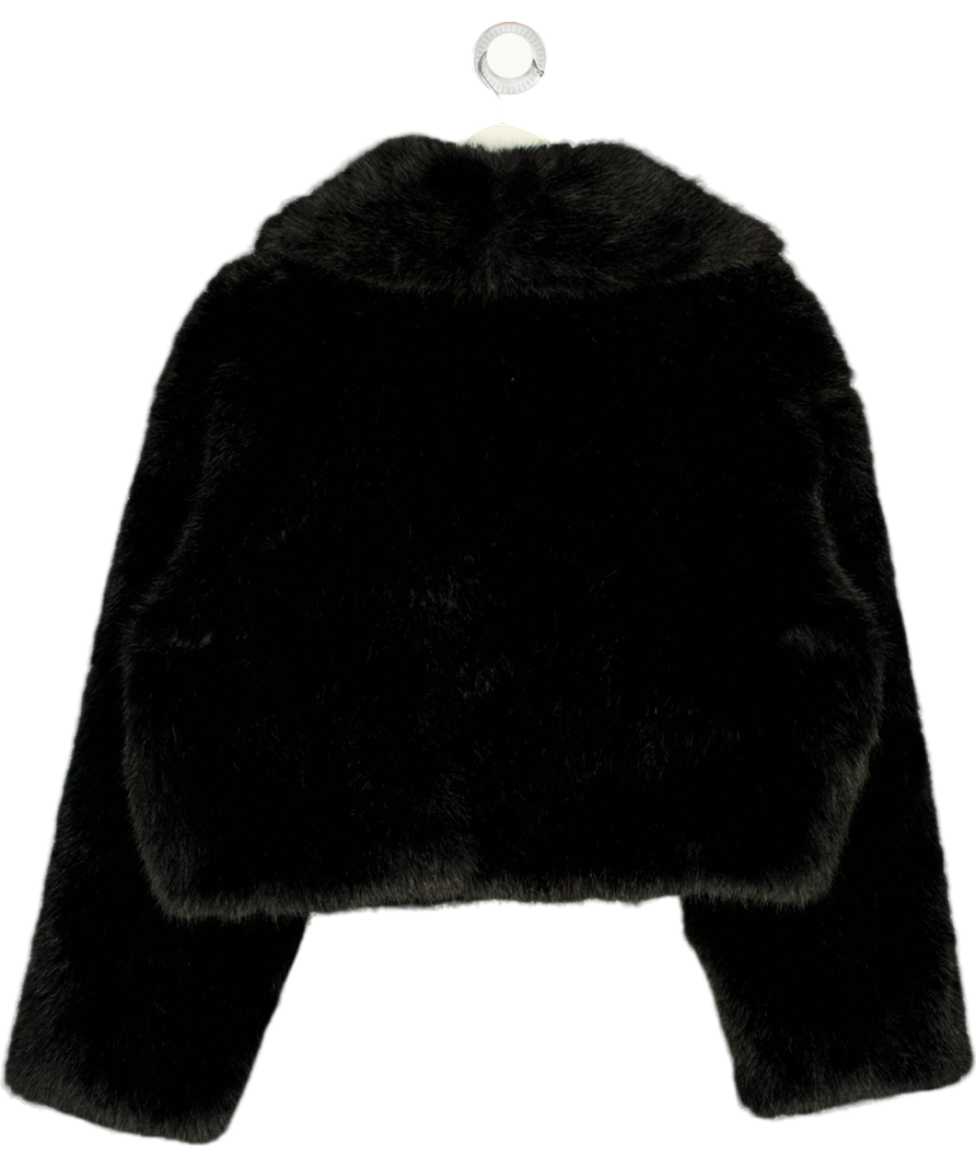 ZARA Short Black Faux Fur Jacket UK M