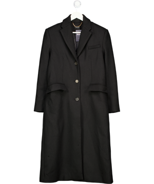 KAREN MILLEN Black Wool Blend Tailored Fitted Long Coat UK 6