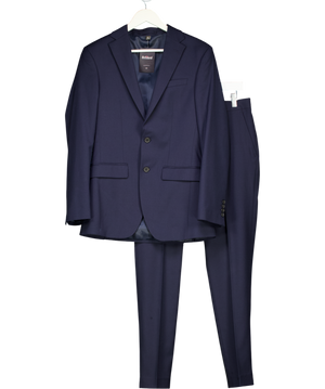 M&S Blue Slim Fit Stretch Suit Jacket (36") And Trousers W30