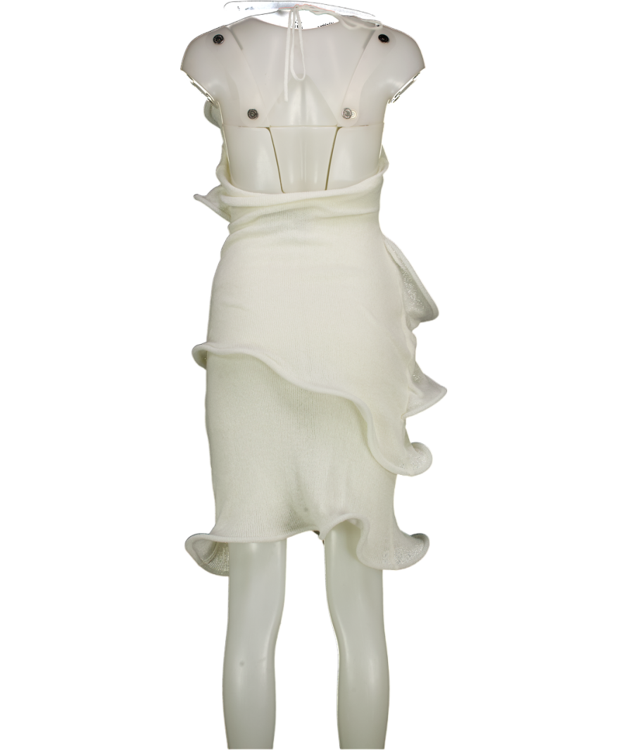 Meshki Cream Caprice Halter Knit Mini Dress UK S