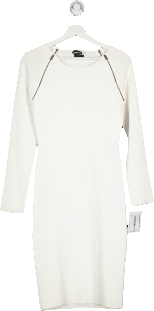 Tom Ford White Viscose Stretch Midi Dress UK S