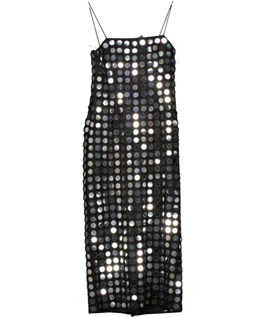 ARRANGE Mirror Embellished Cami Column Midi Dress In Black UK 10