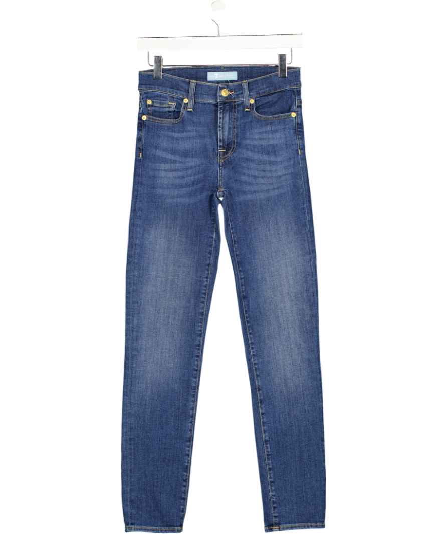 7 For All Mankind Mid Blue High Rise Skinny Jeans W25